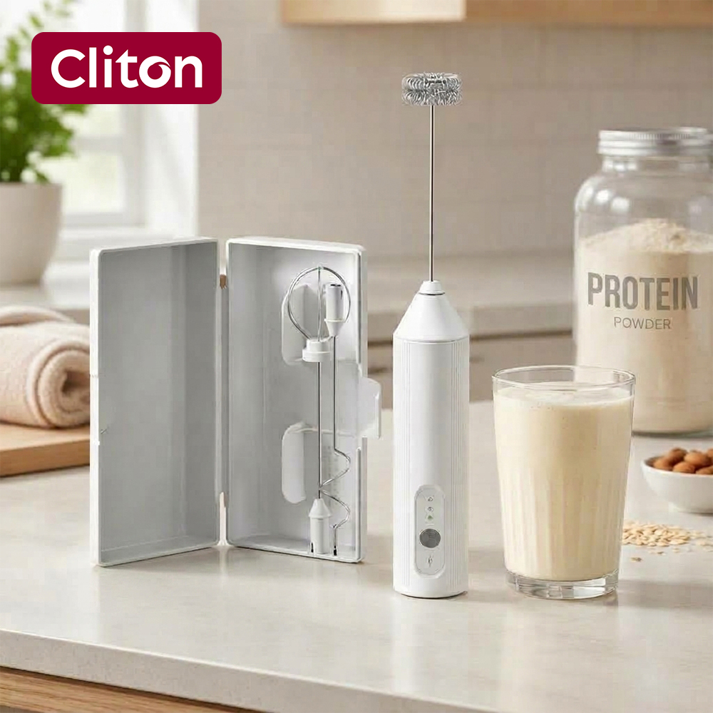 Electric Milk Frother Handheld - 화이트 색상의 다기능 USB 전동 우유