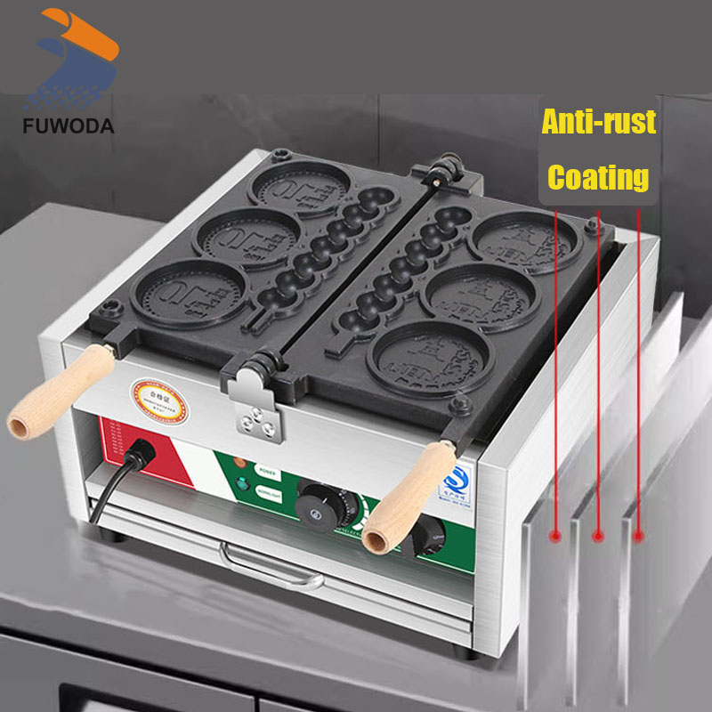 4구 110V/220V 논스틱 원형 치즈 골드 코인 & - Mini Waffle Maker Machine 리뷰 및 가격